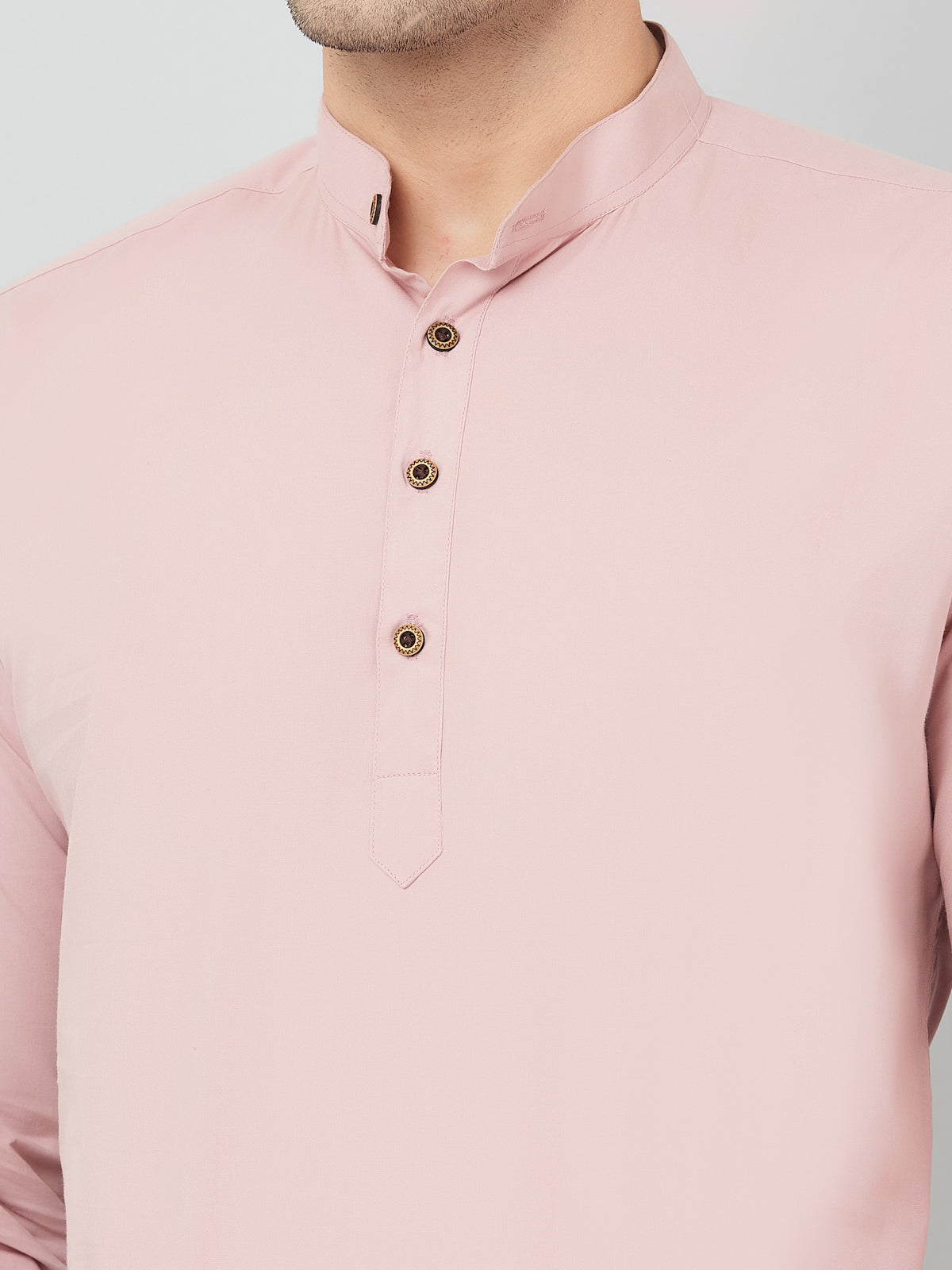 Louis Monarch Men Solid Peach Pure Cotton Straight Short Kurta
